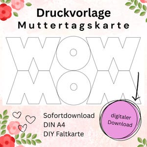 Tarjeta Wow Mom imprimible para el Día de la Madre, descarga directa, regalo para el Día de la Madre, tarjeta para el Día de la Madre, PDF, idea de regalo, manualidades, último minuto