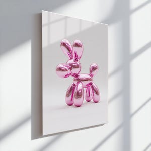 Balloon Dog Glass Wall Art, Tempered Glass Wall Art, Pink Balloon Animal Decor, Pop Art Wall Art, Modern Home Accent, Pink Sculpture Decor
