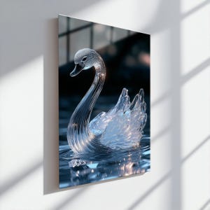 Crystal Swan Glass Wall Art, Elegant Tempered Glass Wall Art, Luxury Bird Decor for Living Room, Minimalist Animal Wall Art Gift, Home Decor