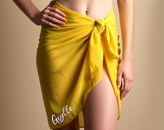 Bachelorette Party Favor | Custom Name Beach Cover-Up | Personalized Sarong Wrap | Bridesmaid Gift | Custom Text Summer Sarong Swim Cover Up