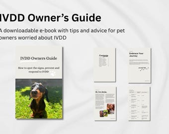 Downloadbaar e-boek IVDD E-gids voor hondenbezitters. Eigenaars van teckels en Franse bulldogs. Afdrukbaar. Digitaal.