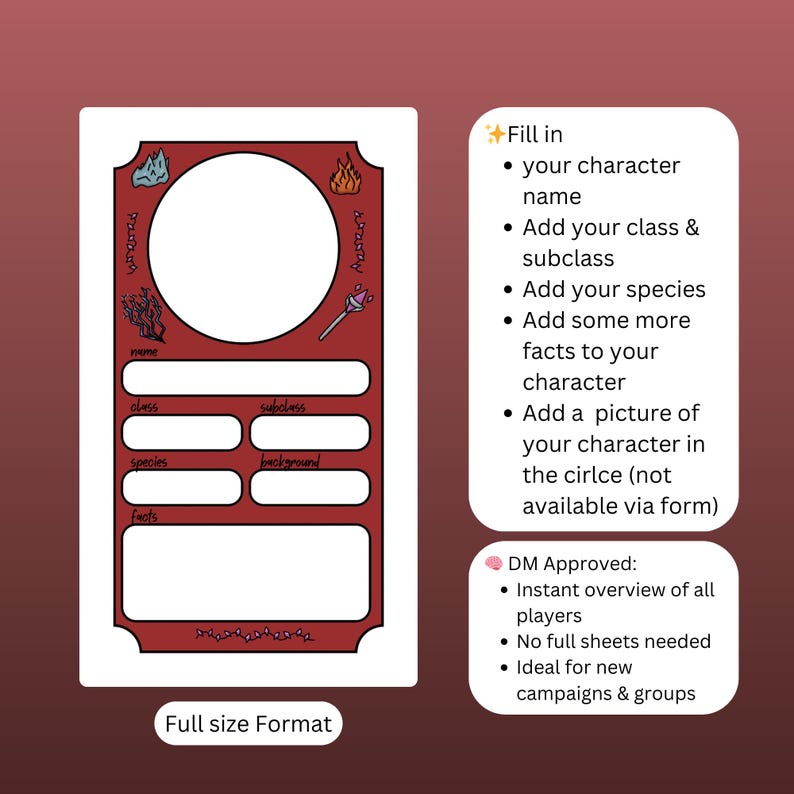 Dnd 5E Sorcerer Character Sheet 2024 – Fillable PDF, Mini Character ...