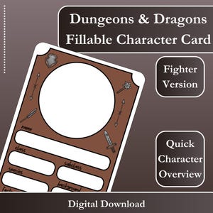 DnD 5E Fighter Character Sheet 2024 – Fillable PDF, Mini Character Sheet, Printable Customizable Sheet for Dungeons & Dragons 5e