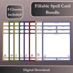 Paquete de cartas de hechizo rellenables DnD 5E 2024 / Ilustrado / 2024 / PDF imprimible / Descarga instantánea