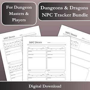 DnD 5E 2024 NPC Tracker Bundle | NPC Log | Dungeon Master & Player Tools | NPC Sheet | DnD Journal | DnD Campaign Notes