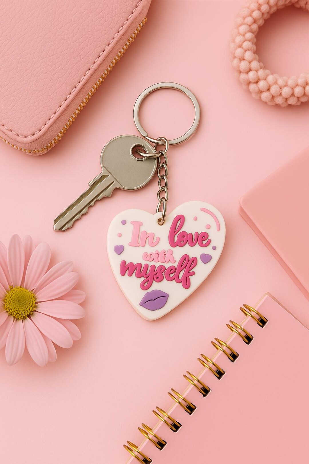 3D Printed Heart Keychain – 'in Love With Myself' Pink Purple Charm - Etsy
