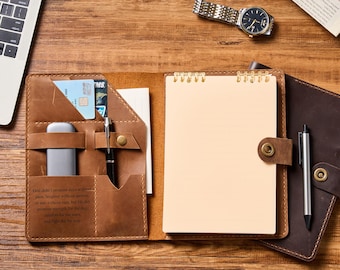 Funda de cuero personalizada para cuaderno, funda de diario encuadernada, diario de cuero recargable A5, funda de cuaderno personalizada, funda de diario de cuero personalizada