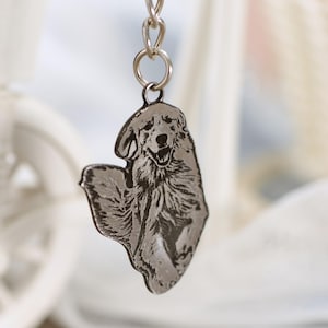 Custom Dog Photo Keychain, Cat Picture Keychains, Personalized Engraved Pet Portrait Key Chain, Key Ring for Pet Loss, Dog Memorial Gift