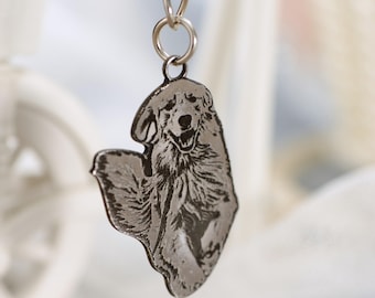 Custom Dog Photo Keychain, Cat Picture Keychains, Personalized Engraved Pet Portrait Key Chain, Key Ring for Pet Loss, Dog Memorial Gift