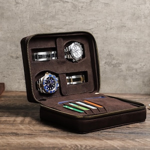 Personalized Watch Box for Men, Crazy Horse Leather Watch Organizer, Personalized Gift for Men, Jewelry Display Box for Men, Watch Case