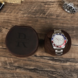 Personalized Genuine Leather Single Watch Box, Men&#39;s Gift,Travel Storage Box, Genuine Leather Watch Case, Watch Display Case Watch Organizer