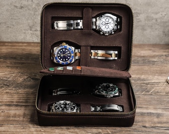 Contenitore per orologi personalizzato, regalo di San Valentino personalizzato, scatola per orologi incisa per uomo, custodia per orologi in pelle, regalo personalizzato per lui, marito, fidanzato