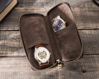 Regalo personalizzato per lo sposo, scatola per orologio personalizzata in vera pelle, custodia per orologio personalizzata, scatola porta orologi per uomo, scatola portaoggetti da viaggio regalo per uomo
