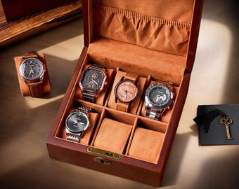 Personalized Watch Storage Box, Groomsmen Gifts, Custom Watch Box for Men, Anniversary Gift for Husband, Boyfriend, Fathers Day Gifts