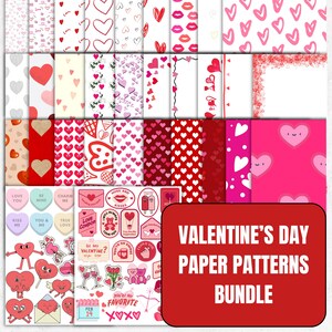 Pacchetto di carta per San Valentino / Scrapbooking / San Valentino / Modelli per scrapbooking / Carta digitale romantica / Download immediato