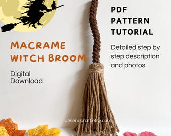 Tutoriel balai de sorcière en macramé du patron PDF | DIY en macramé | Décoration d'Halloween et d'automne | Téléchargement instantané