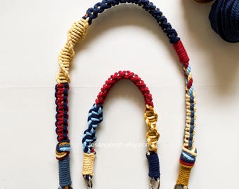 Macrame Two-Piece Crossbody Purse Strap - Navy, Blue, Yellow, Maroon Bag Strap