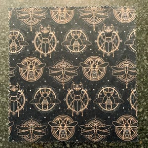 Black/Gold Insects Lens Cleaning Cloth – Handmade in Hertfordshire, England