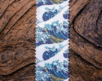 Hokusai Wave Bookmark – Handmade Petal Cotton Fabric