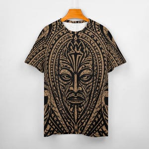 Mens Polynesian Tribal T Shirt – Warrior Tattoo Style Fitted Tee, Athletic Slim Fit Shirt, Stretch Fit Tee, Form Fitting stretch fabric