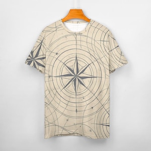 Celestial Compass Men&#39;s Tee: Mystic Science Graphic Shirt