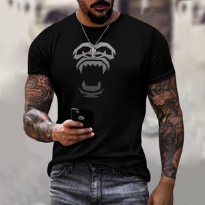 Men&#39;s Alpha Silver Back Gorilla Shirt, Alpha Gorilla T-Shirt, Gym Workout Tee, All over print tee, Fitness Enthusiast Gift, Bold Graphic Tee