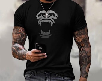 Men's Silverback Gorilla T-Shirt: Gym Workout Tee, Bold Graphic Print