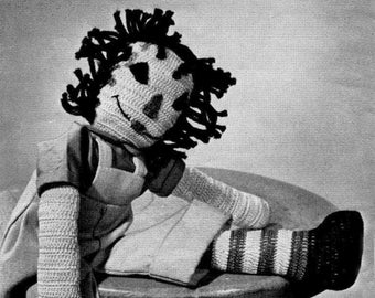 Vintage Raggedy Anne/Andy Crochet Doll Pattern (Digital Download)