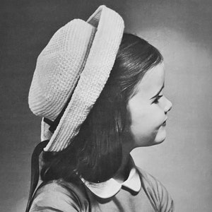Vintage Crochet Girls Sailor Hat Pattern, Crochet Sailor Hat Pattern, Girls Crochet Hat Pattern, Sailor Hat Crochet Pattern, Madeline Hat
