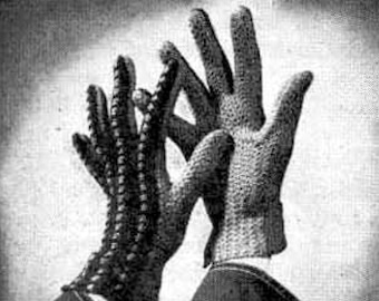 Trío de patrones de guantes de crochet vintage: estilo años 40 (descarga digital)