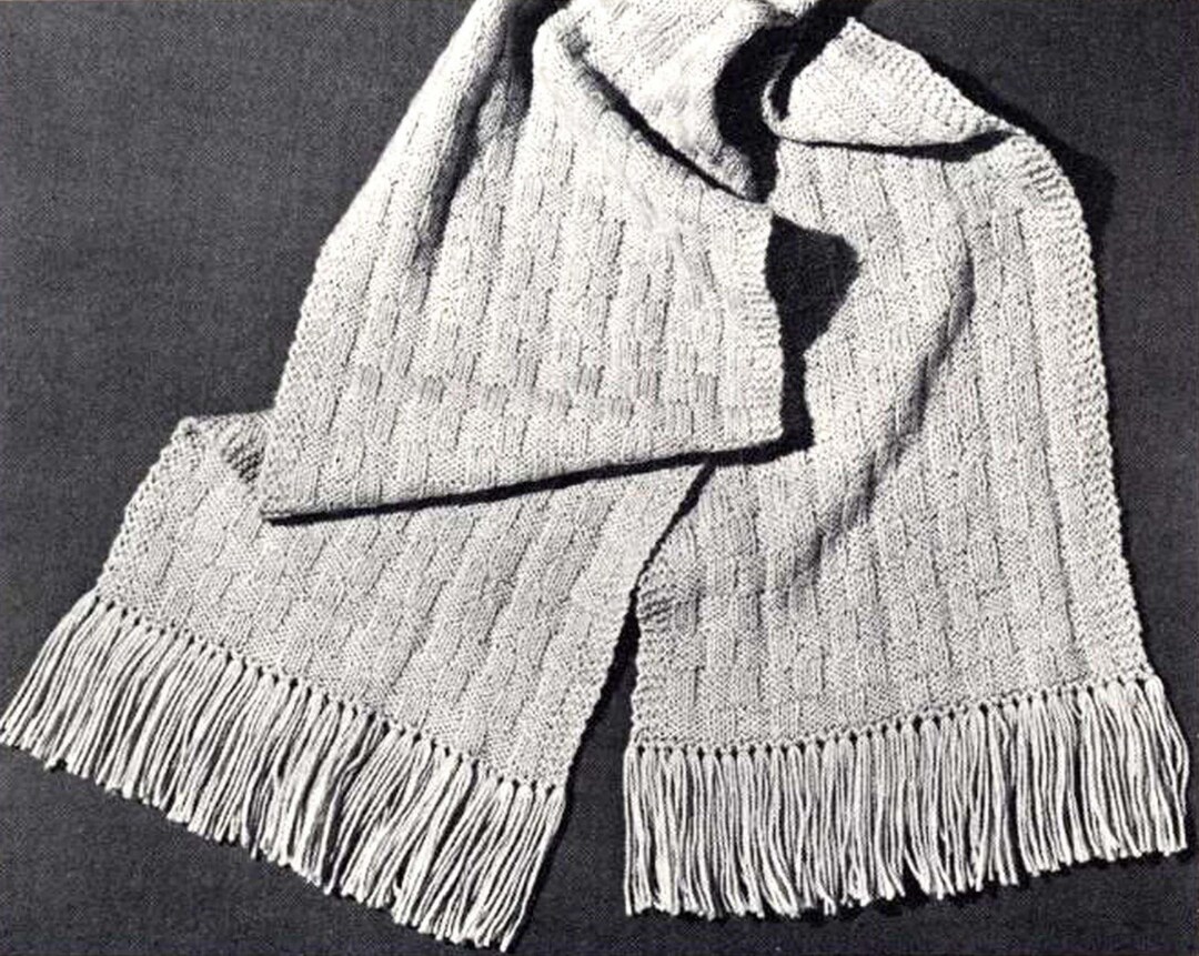 Vintage Block Stitch Knit Scarf Pattern digital Download Etsy
