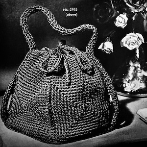 Vintage häkeln Kordel Geldbörse Muster, häkeln Geldbörse Muster, häkeln Kordelzug Muster, häkeln Geldbörse, häkeln Kordeltasche