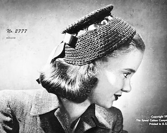 1945 Vintage Crochet Ribbon Fascinator Hat Pattern (Digital Download)