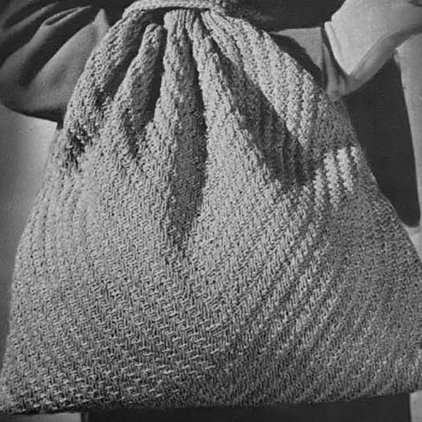 1944 Knit Wrist Sling Bag Purse Pattern, Knitted Wrist Purse, Knitted Purse Pattern, Wrist Sling Knit Purse Pattern, Purse Pattern Knitted