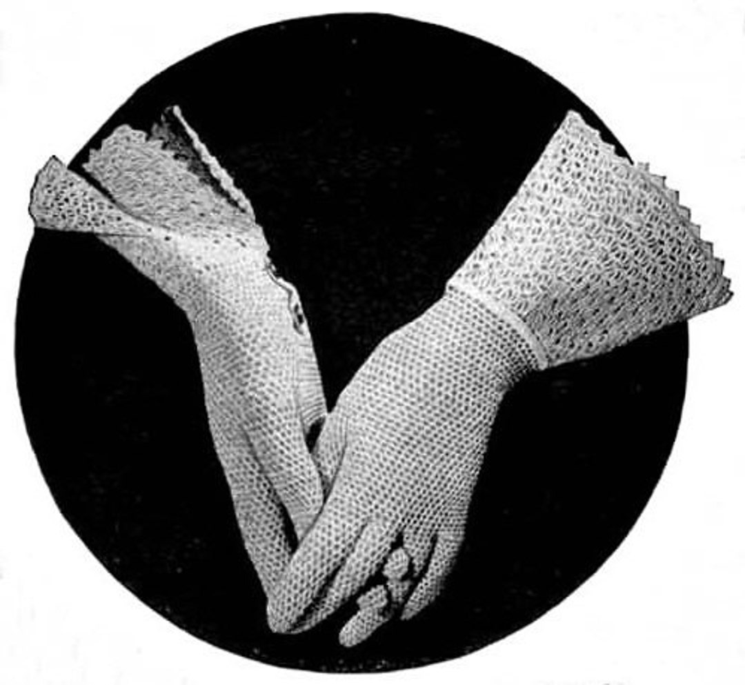 Vintage Crochet Mesh Gloves Pattern, Women's Crochet Gloves, Crochet