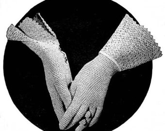Vintage Crochet Lace Gloves Pattern, Women's Mesh Gloves (Digital Download)