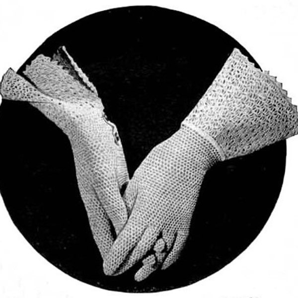 Vintage Crochet Mesh Gloves Pattern, Women's Crochet Gloves, Crochet Pattern Gloves, Crochet Lace Gloves, Crochet Dress Gloves, Costume
