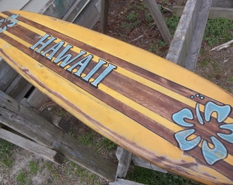 Antique surfboard wall haniging, customized, surf decor.