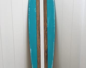 Distressed surfboard wall art. Sea Breeze Blue.