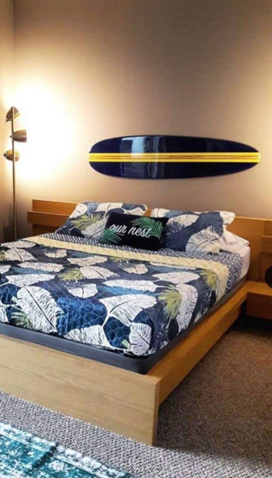 Surfboard Wall Hanging Surfboard Wall Art Navy Blue Wall Etsy