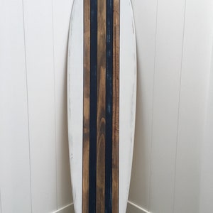 Surfboard wall art, surfboard wall hanging, &quot;faux&quot; antique distressed. Blue and white.
