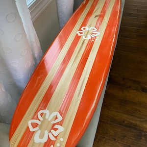 Distressed surfboard wall hanging, five foot distressed, "faux antique" surfboard wall art