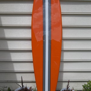 Surfboard wall art, surfboard wall hanging, tiki orange, beach decor