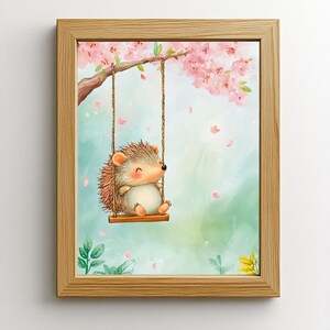Poster di animali Riccio in primavera, per bambini e neonati