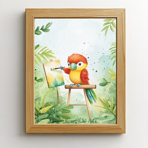 Poster Pappagallo A4 A3 Pittura giungla, per bambini e neonati