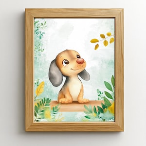 Poster Hund, Dackel, für Kinder und Baby, Kinderzimmer Deko