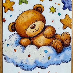 Tarjeta plegable A6 de Card Bear para nacimiento, bautizo, postal, tarjeta de nacimiento para niños
