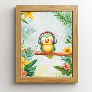 Poster Vogel A4 A3 Dschungel Musik Kinder und Baby Kinderposter Kinderzimmer Poster Baby Geschenk Mädchen Dschungelposter Geschenk Junge