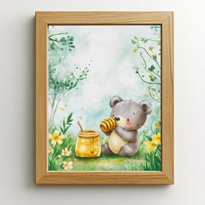 Póster Oso A4 A3 Miel para niños Póster infantil bebé Póster habitación infantil Póster bebé Regalo niña Regalo niño Póster infantil Póster animales