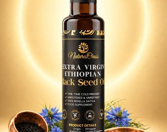 Ethiopian Black Seed Oil 250ml Pure Nigella Sativa Oil UK Cold Pressed Kalonji Oil High Strength Large Bottle